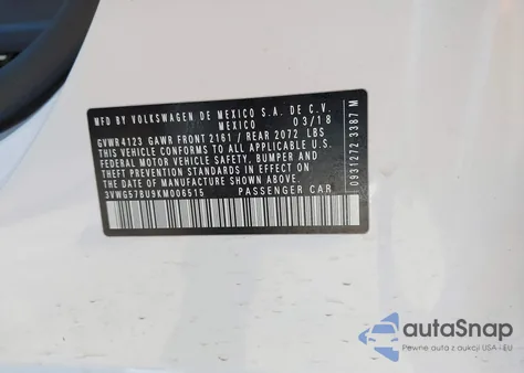 2019 Volkswagen Jetta 1.4T Sel Premium from USA, damaged, VIN 3VWG57BU9KM006515